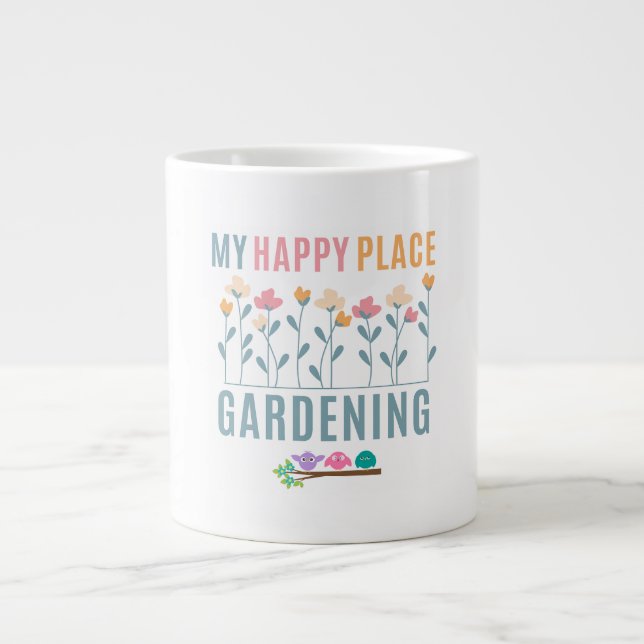 Grande Tasse Jardinage : Mon endroit heureux (Devant)
