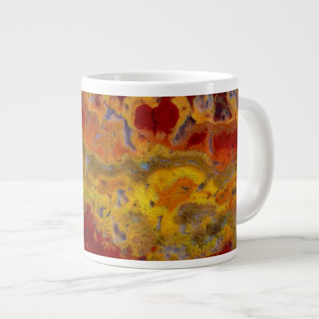 Grande Tasse Jasper de rayloa rouge et jaune (Devant droit)