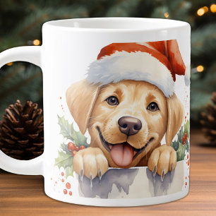 Grande Tasse Jaune Labrador Retriever Chien chiot Noël