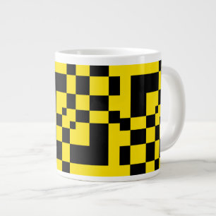 Grande Tasse jaune noir pas échiquier table