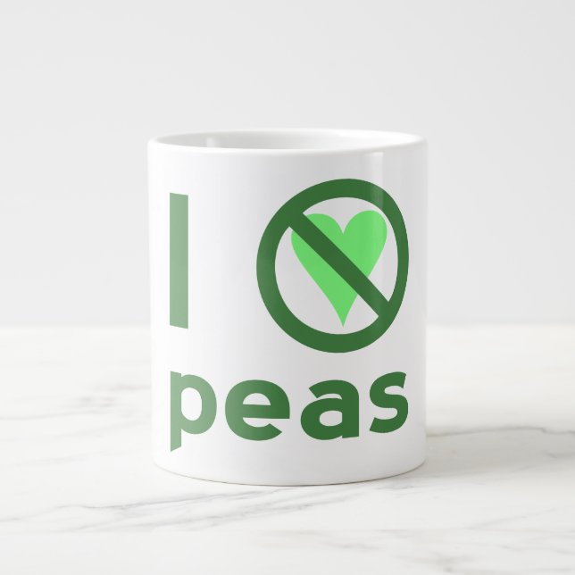 Grande Tasse Je déteste les petits pois Texte vert (Devant)