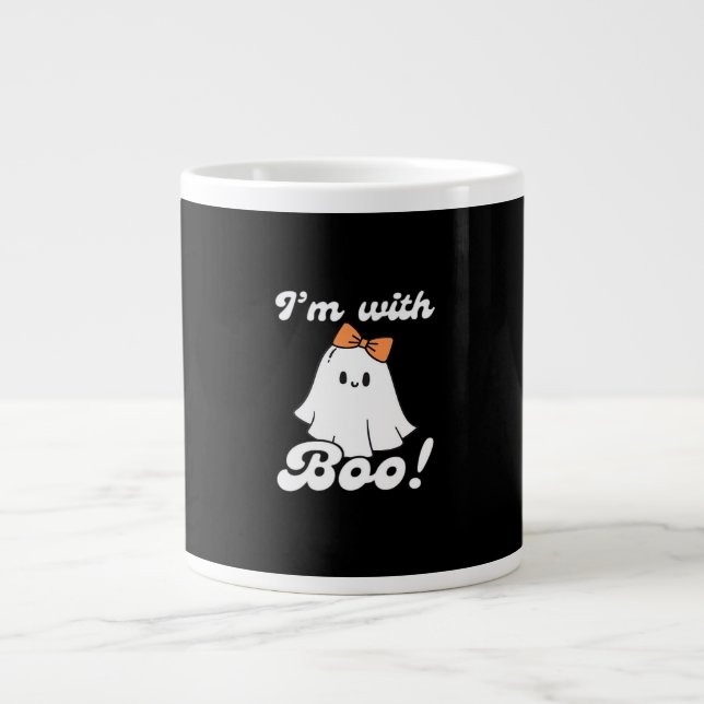 Grande Tasse Je suis avec Boo drôle style rétro (Devant)