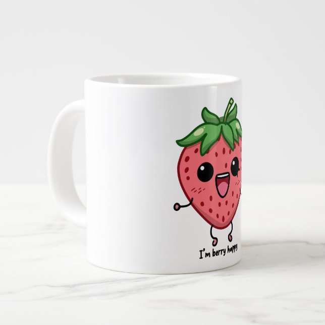 Grande Tasse Je suis Berry Happy mignon saut de fraise kawaii (Devant gauche)