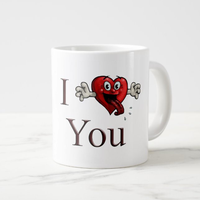Grande Tasse Je t'aime cœur idiot (Devant droit)