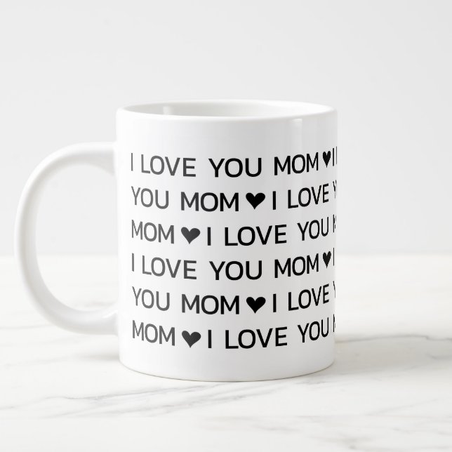 Grande Tasse Je t'aime Maman Coeurs (Gauche)