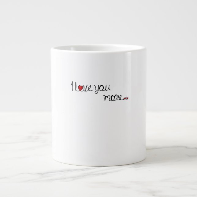 Grande Tasse Je t'aime plus Typography Design coeurs rouges  (Devant)