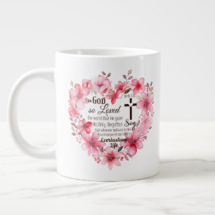 Grande Tasse Jean 3:16 Verse de la Bible du Coeur Floral
