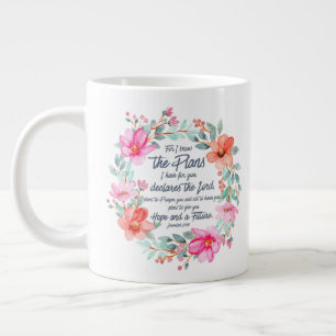 Grande Tasse Jeremiah 29:11 Car je connais les Plans Pink Flora