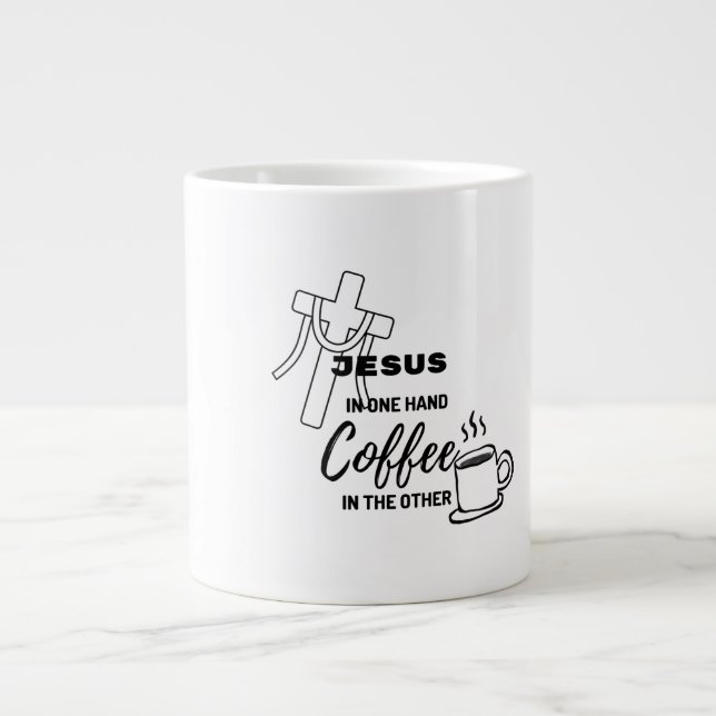 Grande Tasse Jésus d'un côté, Café de l'autre (Devant)