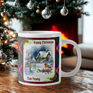 Grande Tasse Jeune Tartan & Robin Noël Personnalisé