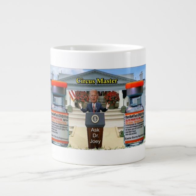 Grande Tasse Joey à la barre dispensant Covid. info. (Devant)