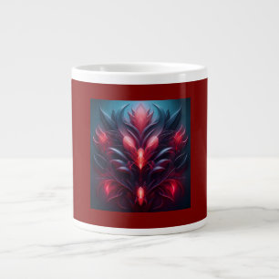 Grande Tasse Joli Fractage rouge et bleu avec une touche floral