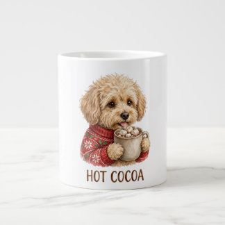Grande Tasse Joli Goldendoodle Buvant du Chocolat Chaud Noël Sw
