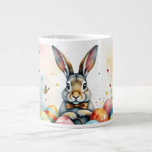 Grande Tasse Joli lapin de Pâques avec des œufs peints colorés