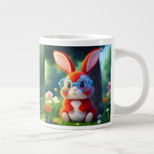 Grande Tasse Joli Lapin Rouge Assis Sous Arbre-75767