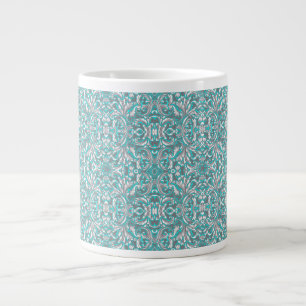 Grande Tasse Joli motif floral gris aqua sans couture