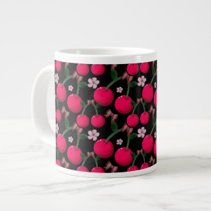 Grande Tasse Joli motif floral rouge Cerise