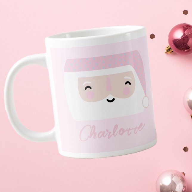 Grande Tasse Joli Noël rose Père Noël (Créateur téléchargé)