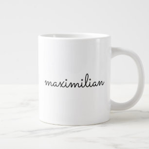 Grande Tasse Joli noir blanc script personnalisé nom simple mod
