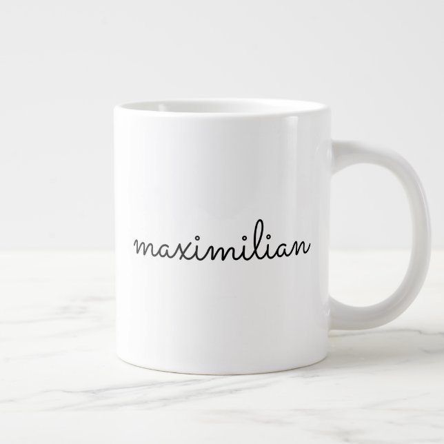 Grande Tasse Joli noir blanc script personnalisé nom simple mod (Droite)