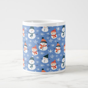 Grande Tasse Joli Snowman Snowflake Motif sans couture Noël