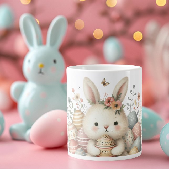 Grande Tasse Jolie aquarelle Lapin Pâques (Cute watercolor Bunny Easter Large Coffee Mug)