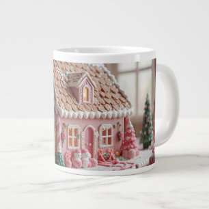 Grande Tasse jolie maison en pain d'épice rose