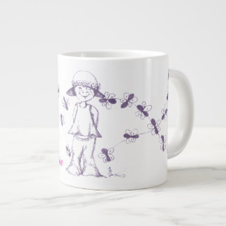 Grande Tasse Jolie petite fille dessinant avec des abeilles