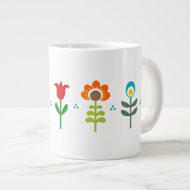 Grande Tasse Jolies fleurs populaires rétro (Devant droit)