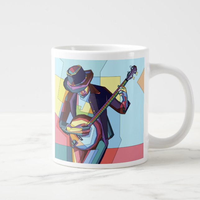 Grande Tasse Joueur de banjo stylisé, musicien (Droite)