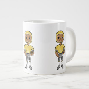 Grande Tasse joueur de football vintage rétro noir jaune simple
