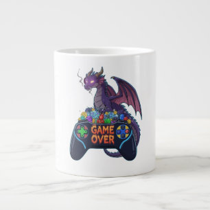 Grande Tasse Joueur gardant son trésor de dés RPG contre le Dra