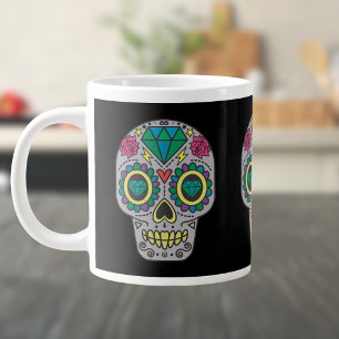 Grande Tasse Jour des Roses morts et des crânes de cristal sur 