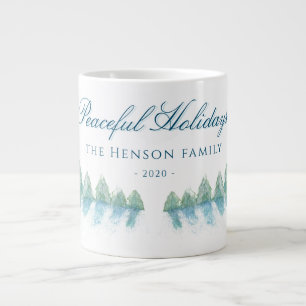 Grande Tasse Jour paisible d'hiver Forêt Arbre Aquarelle Noël