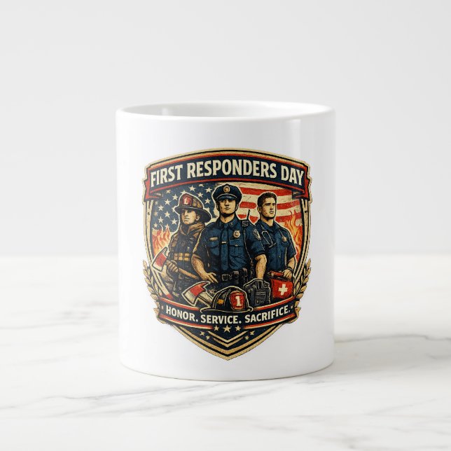 Grande Tasse Journée des premiers intervenants Honneur Service  (Devant)