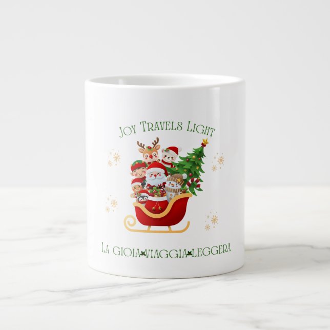 Grande Tasse Joy Travels Light – Bilingual Holiday Sleigh  (Devant)