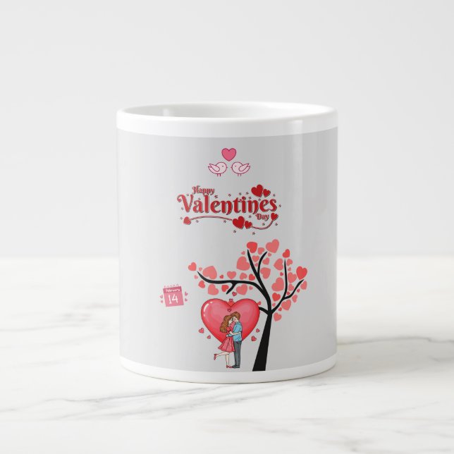 Grande Tasse Joyeuse Saint-Valentin – Couple romantique  (Devant)
