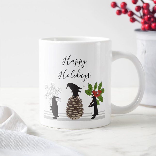 Grande Tasse Joyeuses fêtes mignonnes pingouin de Noël drôle (Créateur téléchargé)