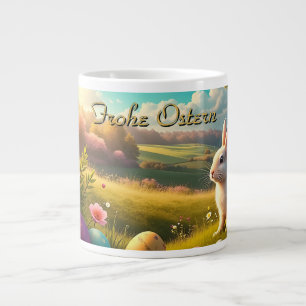 Grande Tasse Joyeuses Pâques dans un paysage printanier