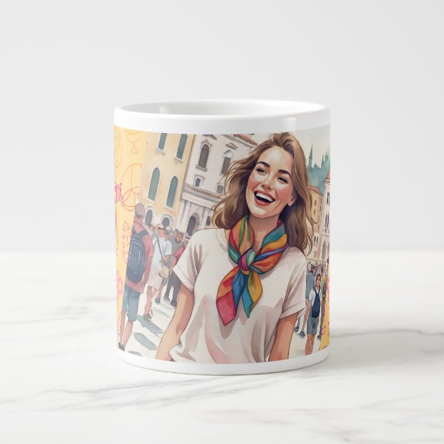 Grande Tasse Joyeuses vacances de femmes à Rome, Italie, (Devant)
