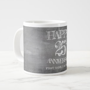 Grande Tasse Joyeux 25e anniversaire sur tableau craie