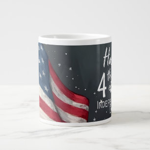 Grande Tasse Joyeux 4 juillet Illustration d'art de drapeau vin