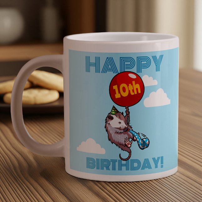 Grande Tasse Joyeux anniversaire ! Ajouter L'Âge Opossum & Ball (Créateur téléchargé)
