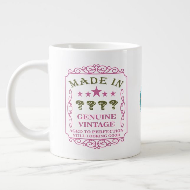 Grande Tasse Joyeux anniversaire Ajouter un nom d'année Date Vi (Gauche)