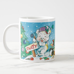 Grande Tasse Joyeux dessin animé Noël ours polaire manchot fête