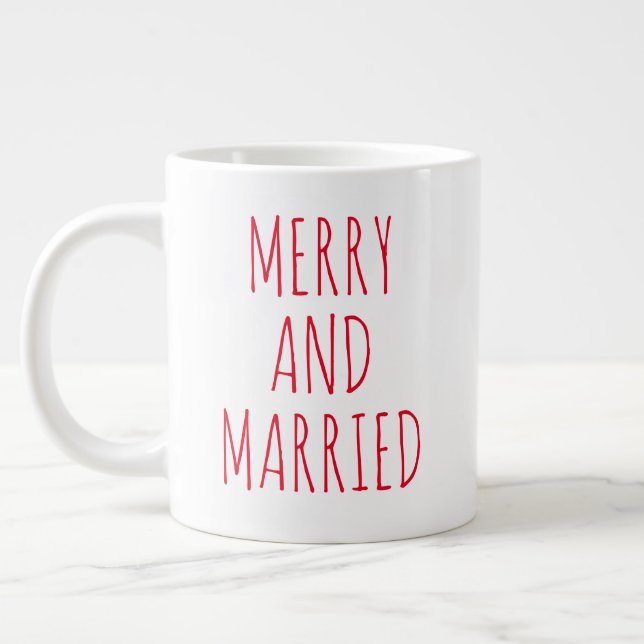 Grande Tasse "Joyeux et mariés" Simple Farmhouse moderne (Gauche)
