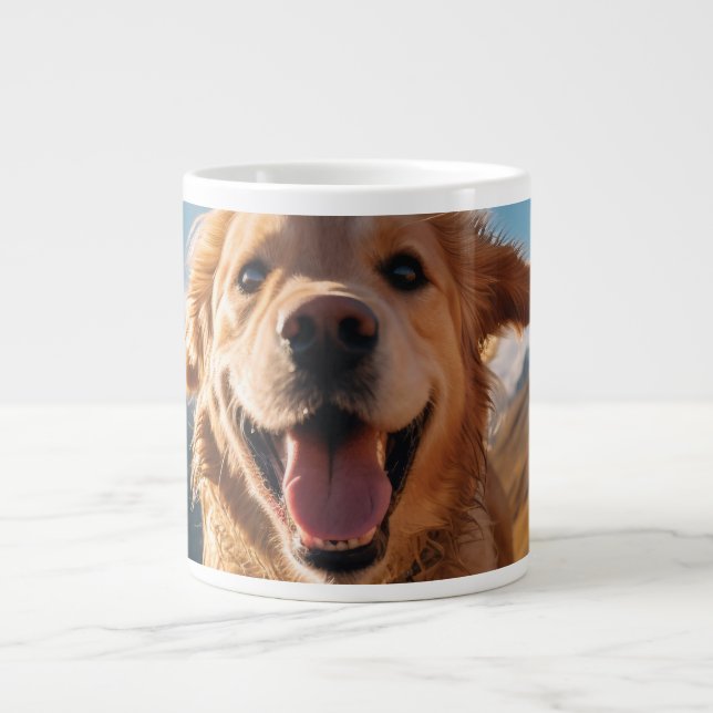 Grande Tasse Joyeux Golden Retriever en cours (Devant)