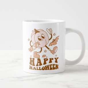 Grande Tasse Joyeux Halloween  Citrouille de points de Polka ré
