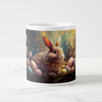 Joyeux lapin de Pâques avec oeufs de Pâques