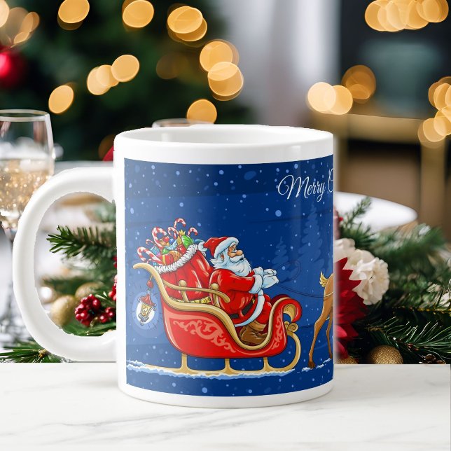 Grande Tasse Joyeux Noël Ajouter un nom Père Noël Serious Coffe (Créateur téléchargé)
